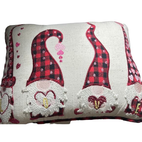 Secret Celebrity Gnome Zipper insert heart Love Pillow Tags 16 x 11 handstitched - Picture 4 of 10